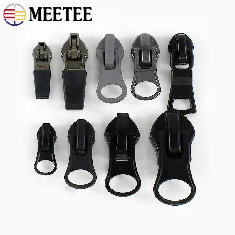 Meetee 20Pcs 3# 5# 8# 10# Nylon Zipper Sliders Reverse Invisible Waterproof Zippers Puller Head DIY Bag Jacket Sewing Accessory