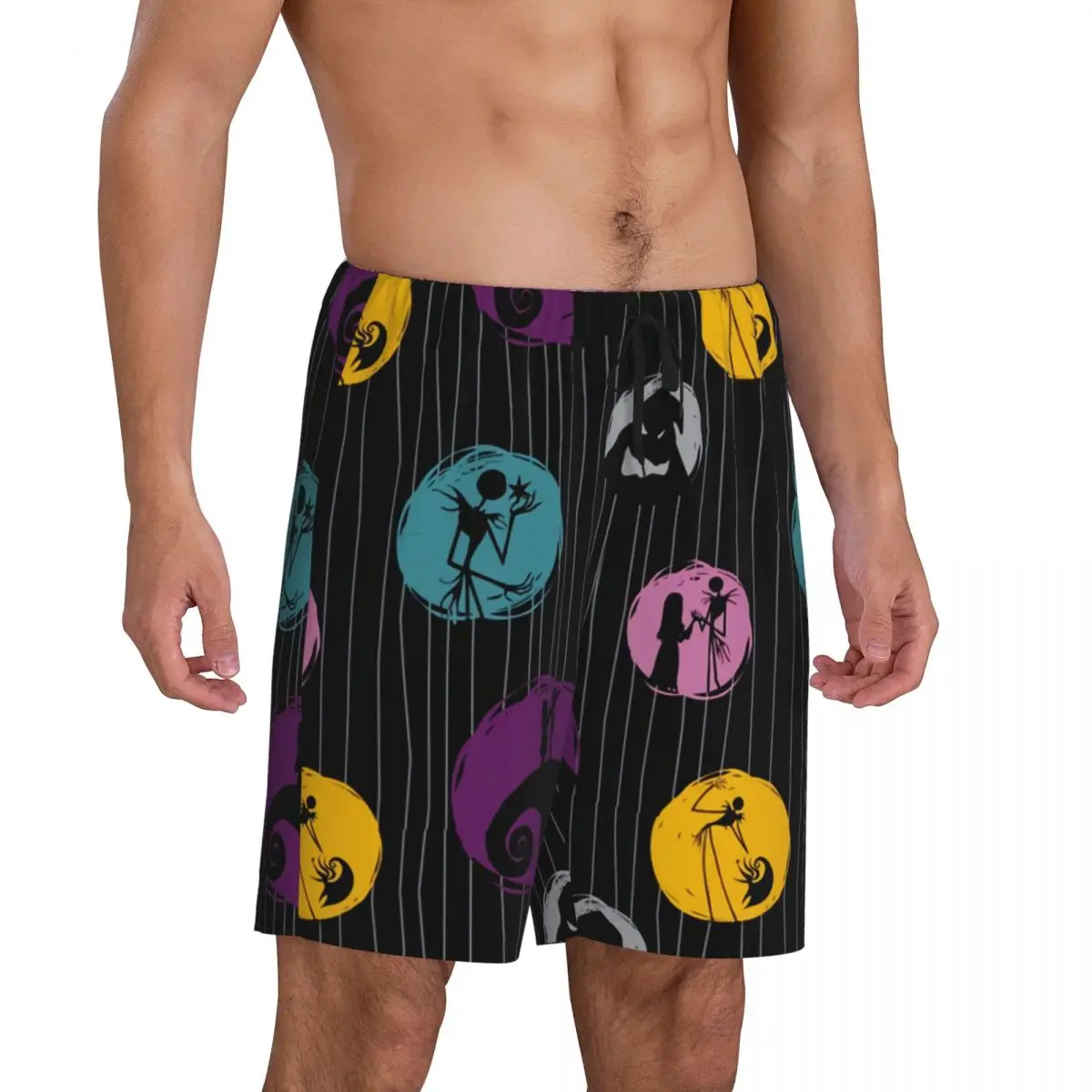 Pijama de pesadilla antes de Navidad para hombre, pantalones cortos, ropa de dormir, con cintura elástica, Tim Burton, con bolsillos