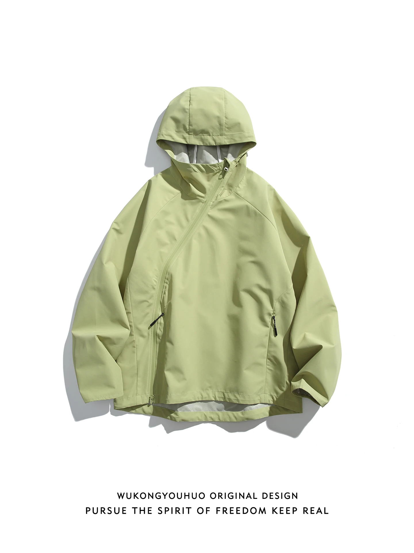 

Spring Outdoor Casual Hooded Jaet Men's Loose Fit Polyester Fiber Long Sve Zipper Closure Versatile Leisure Outerwear