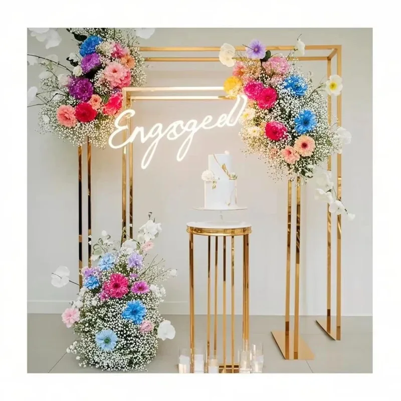 Kit de soporte de Metal para arco de boda grande, exhibición de encaje con globos de flores, marco de puerta de bienvenida, accesorio de fondo para fiesta de cumpleaños