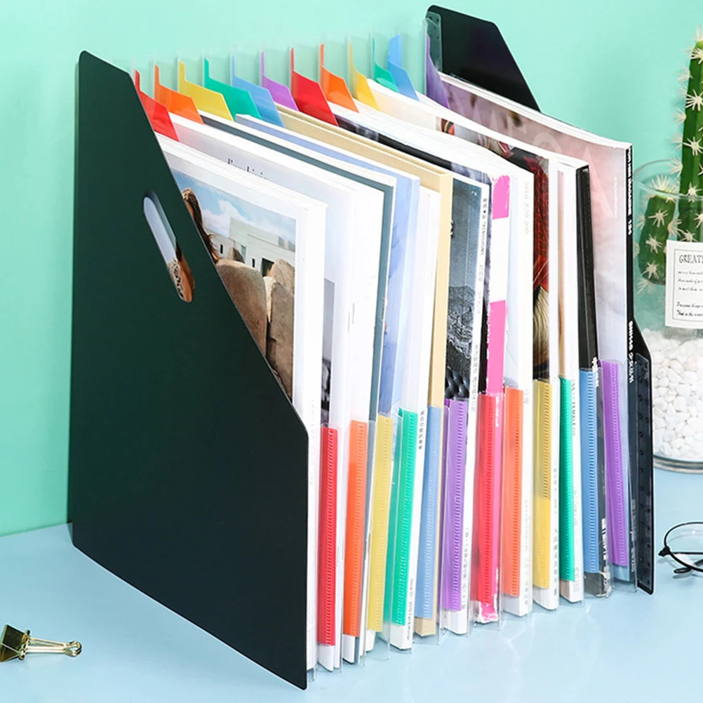 

2pcs Plastic Accordion File Expandable Organizer Receipts Storage Office Home School Use Portable Document Holder Large