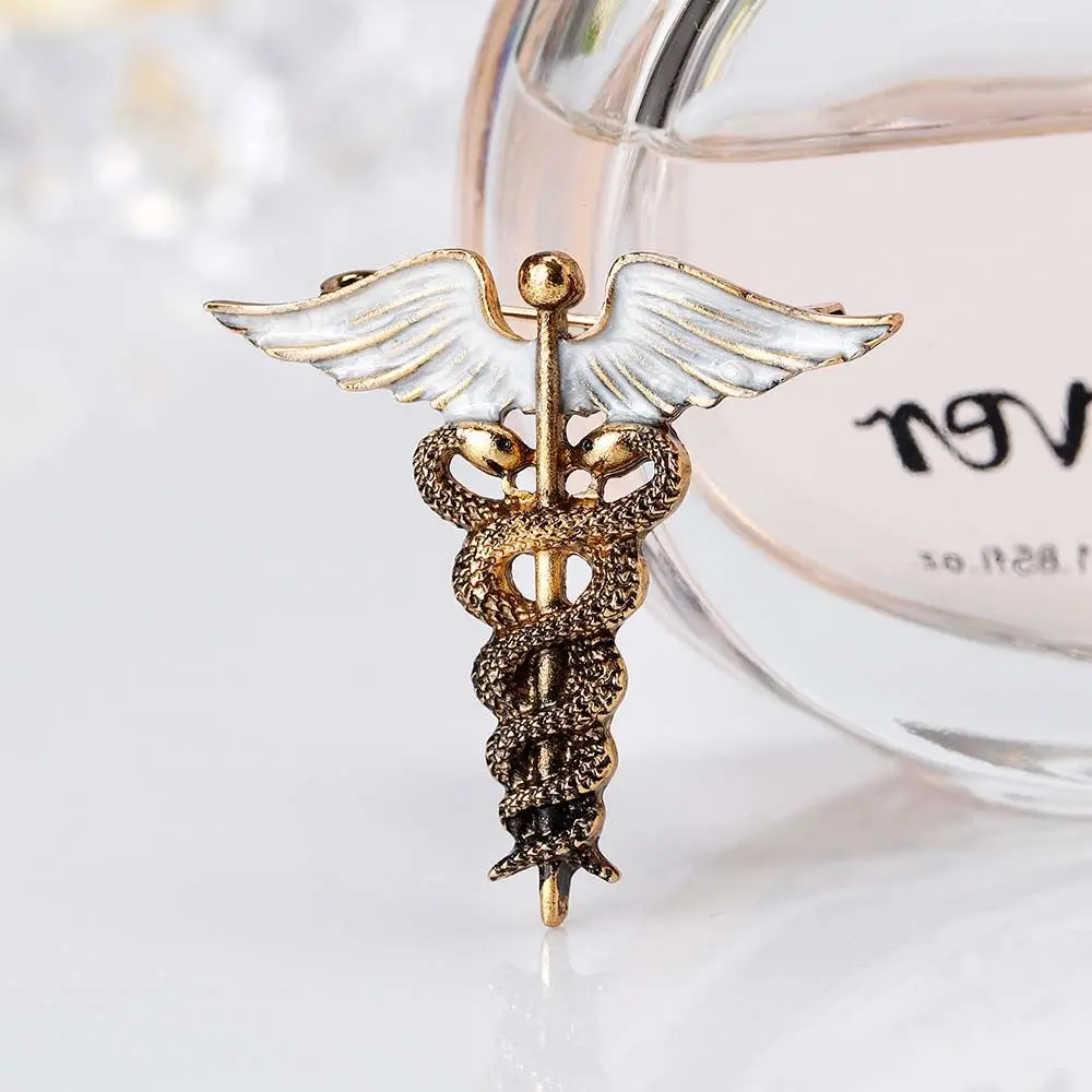 هدية للرجال والنساء الفاخرة طوق الملابس المينا المعادن Caduceus قضيب شارة مجوهرات اكسسوارات الصدار بروش دبابيس #3