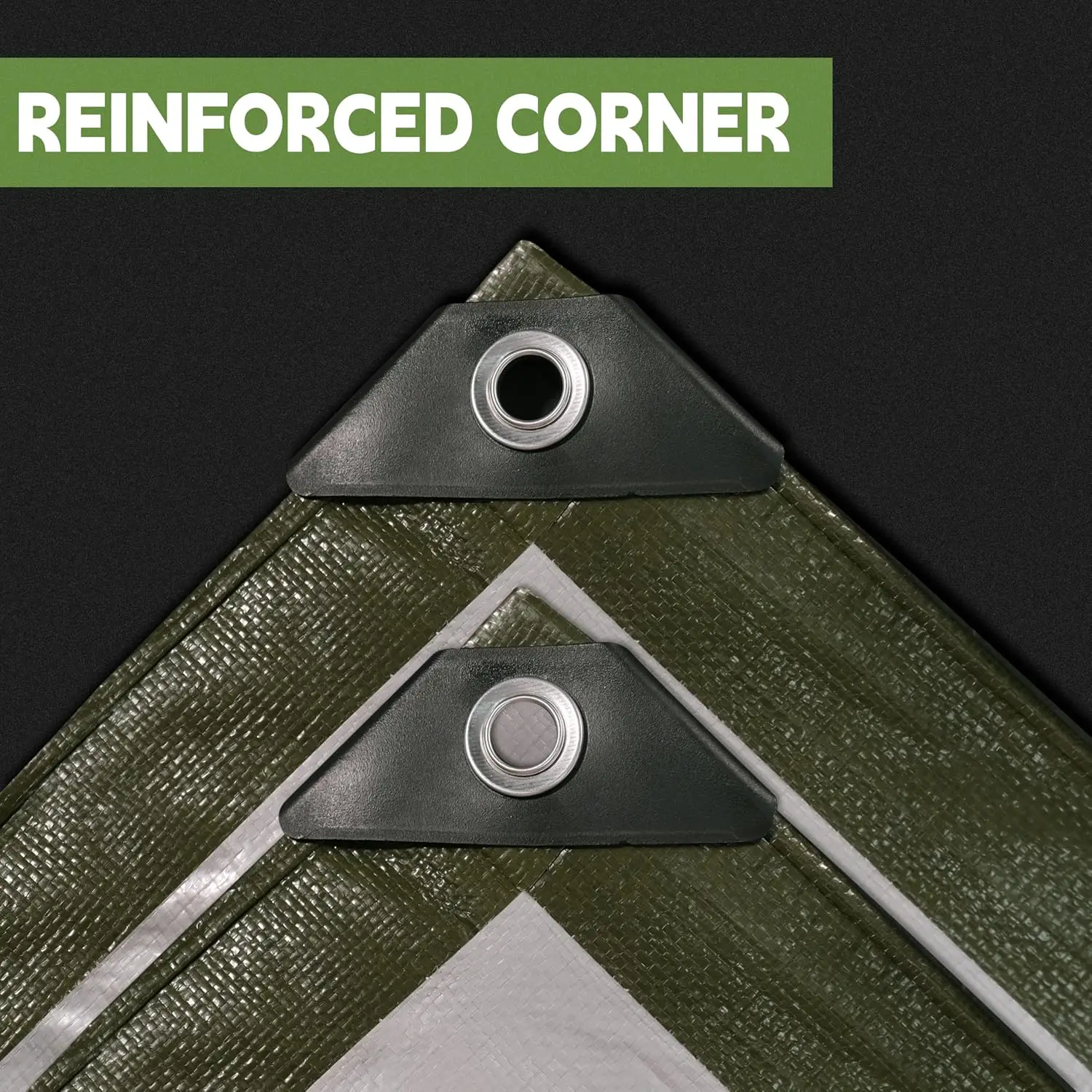 20x40Ft Waterproof Tarp 12mil UV Resistant Tear-Proof Green&Silver