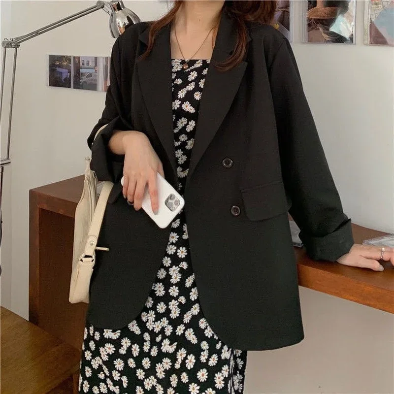 2023 Casual Blazer Coat Jacket Women Autumn All-match Long Sleeve Solid Color Femme Suit Veste Casual Streetwear Women Clothes