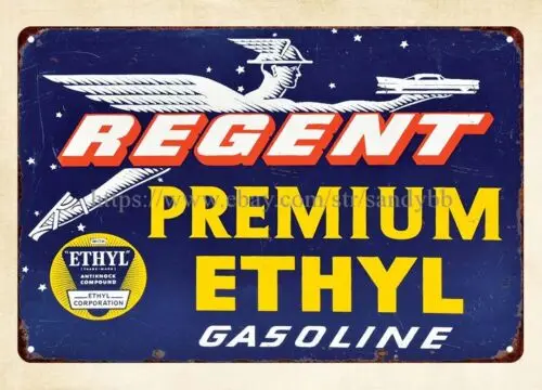 living room decor ideas Regent Premium Ethyl Gasoline metal tin sign