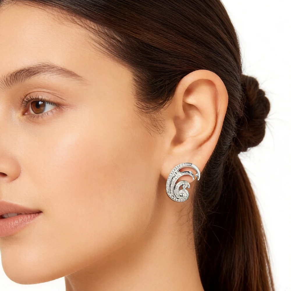 Ohrclip, weiß, Wellenform, europäischer Stil, romantischer edler Schmuck für Frauen, brandneues Ozean-Geschenk aus 925er Sterlingsilber