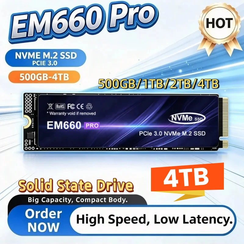 EM660 Pro M.2 SSD Hard Disk 500GB 1TB 2TB 4TB, High Speed NVMe M2 PCIe 3.0 Internal Solid State Drive For Laptop Desktop PC