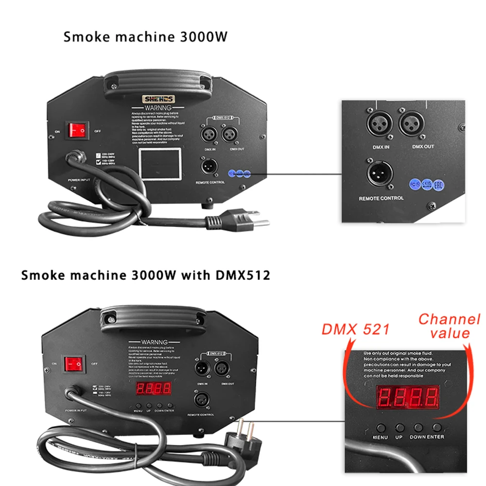 SHEHDS Drahtlose Fernbedienung 3000 W Nebel Maschine Bühne Atmosphäre Wirkung Für DJ Disco Hochzeit Party Mode Weihnachten – Detail 6