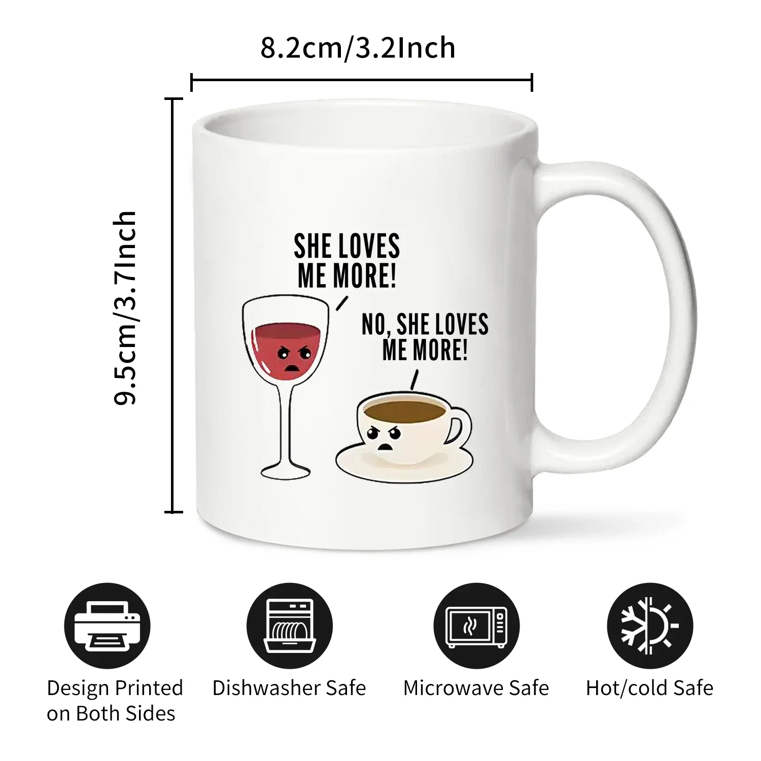 1pc, 320ml Wine vs Coffee Mug, Perfect Gift for Wine and Coffee Lovers, White 320ml Ceramic Coffee Mug