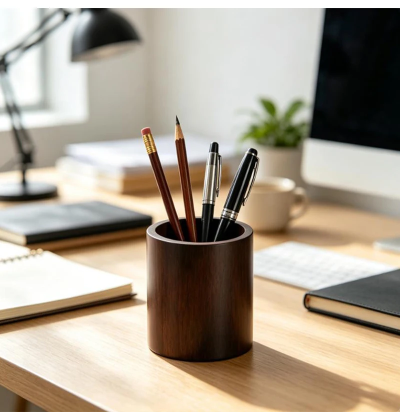 Großer Bambus-Stifthalter Retro Tintenstift-Aufbewahrungsbox Schreibtisch-Organizer Büro- und Schulbedarf Geschenk – Detail 6
