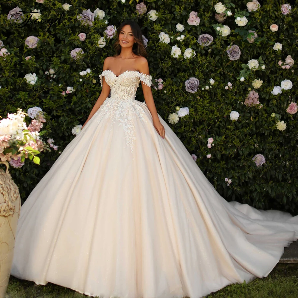 

Traugel Ball Gown Gracful Wedding Dresses Sweetheart Off The Shoulder Vestido De Novia Appliques Charming Vintage Robe De Mariee