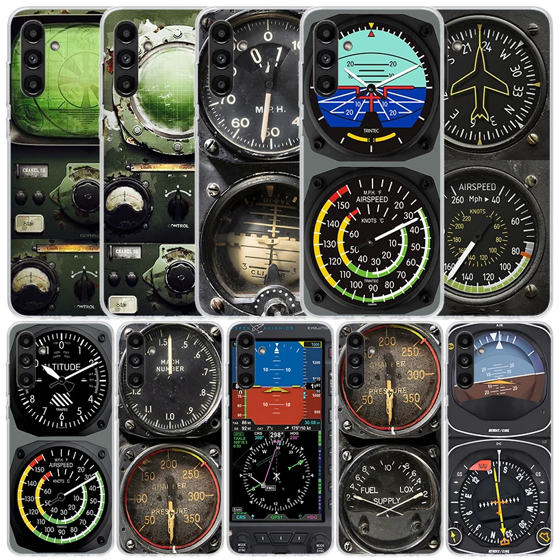 Aviation Aeroplane Helicopter Cockpit Instrument Phone Case For Samsung Galaxy A55 A54 A52 A53 A15 A14 A12 A13 A25 A24 A22 A23 A