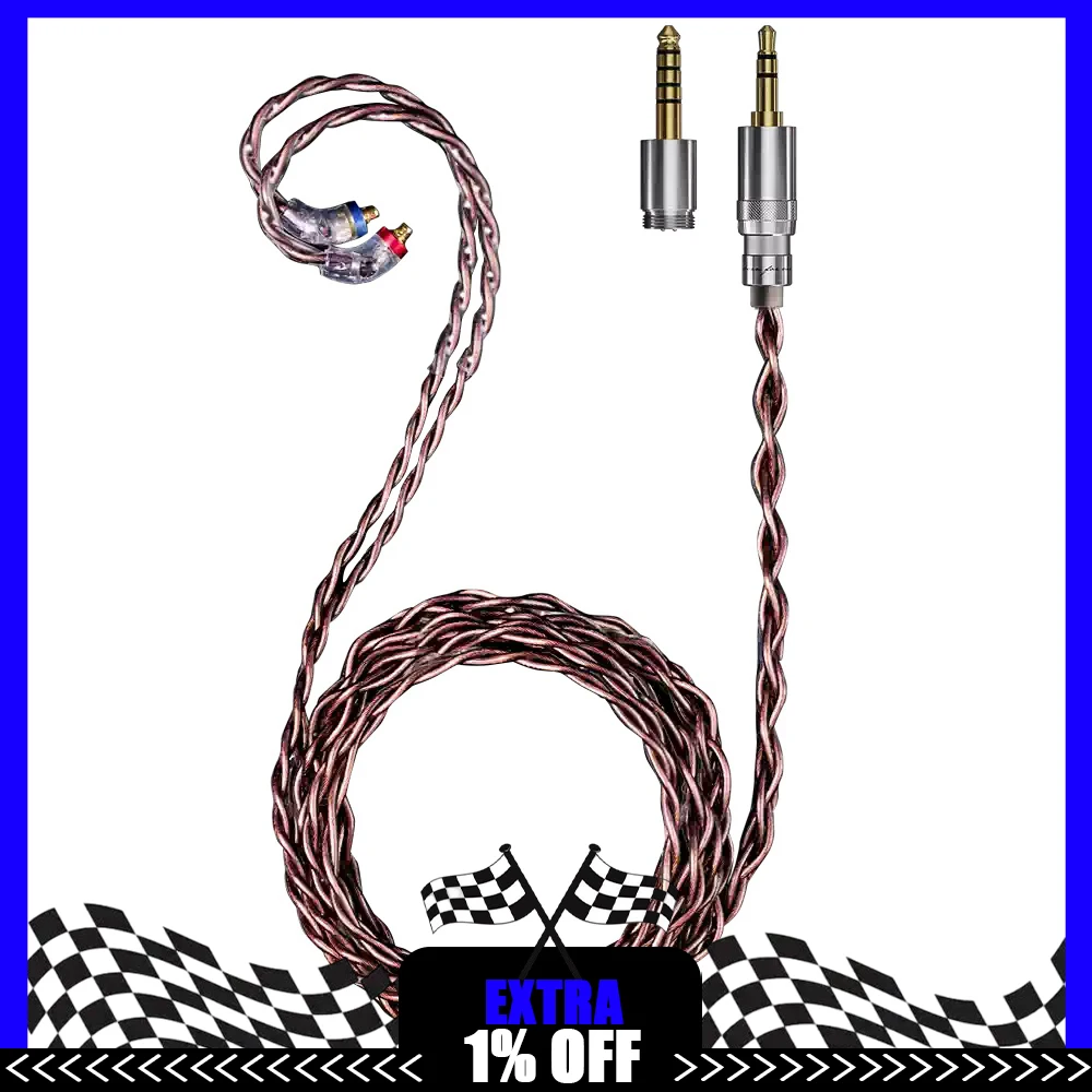FiiO LC-RC 2024 Headphone upgrade cable High purity single crystal copper interchangeable plug MMCX earphone balance line
