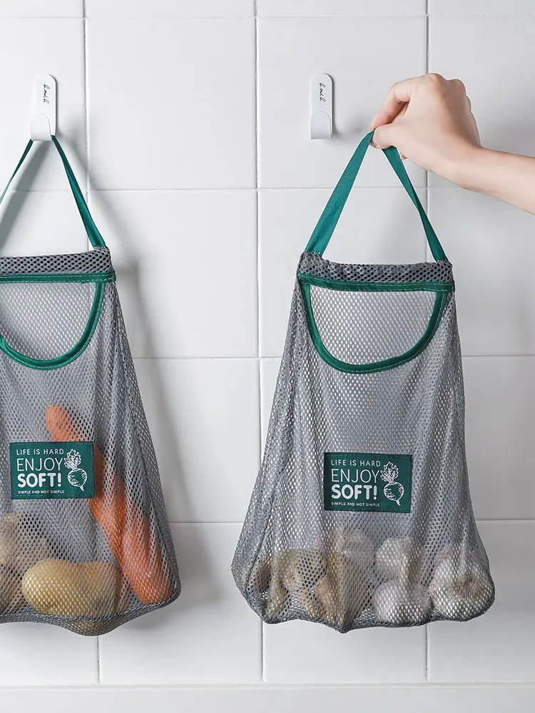 vanzlife Kitchen vegetable storage pockets hanging string organising bag pouch household garlic onion permeable hollow bag