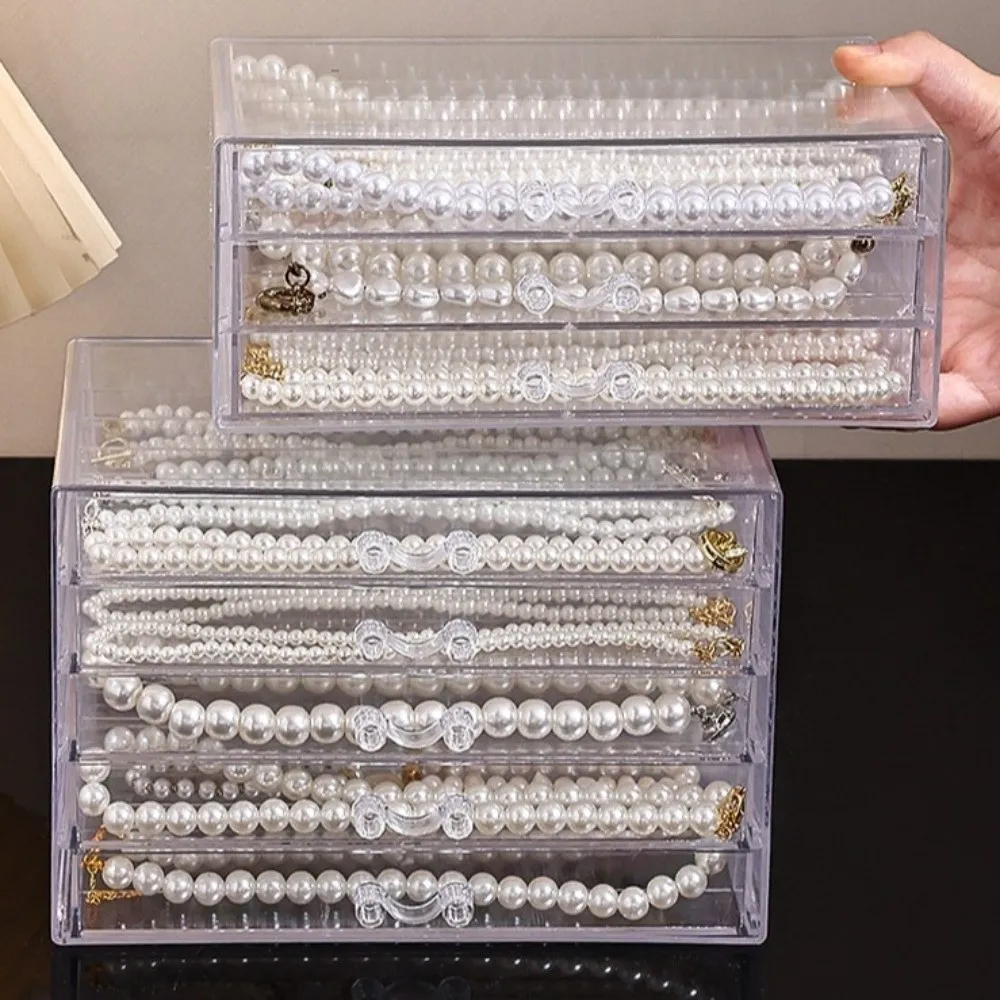

3/5 Layer Transparent Necklace Storage Box Dust-proof Large Capacity Jewelry Tray Waterproof Organizer Necklace Display Cabinet