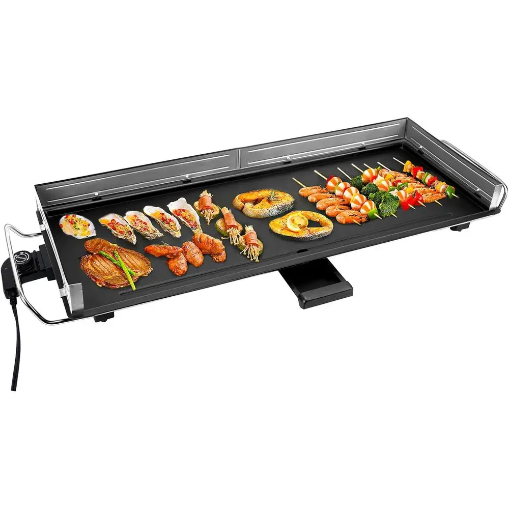

Extra Large 35 Electric Nonstick Griddle Grill - Teppanyaki BBQ, Indoor/Outdoor Use, Adjustable Temp, Easy Clean
