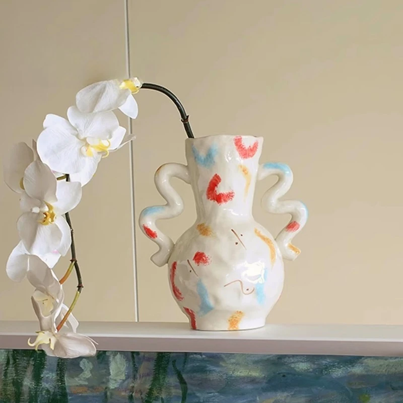 

Modern Vases Nordic Creative Ceramics Vases Luxury Elegant Aesthetic Flower Bottle Household Living Room Table Decorations