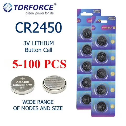 시계 계산기 장난감 자동차 원격 저울용 코인 배터리, CR2450 단추 셀 배터리, cr2450 3V 리튬 배터리, 5-100PCs