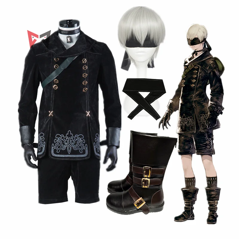 

NieR Automata YoRHa No.9 Type S Cosplay Costumes 9S Uniforms Jacket Pants Backpack Braces Gloves Necktie Stockings Goggles Wig