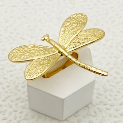 May@RZ Funny Dragonfly Stainless Steel Opening Ring For Daily Wear Friend's Gift Men and Women's Accessories 14K Plated Ring