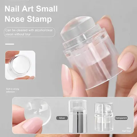 ~Jelly Silicone Nail Stamper With Scraper Transparent Nail Templates Stamp For Stamping Polish Printing Manicure Tools