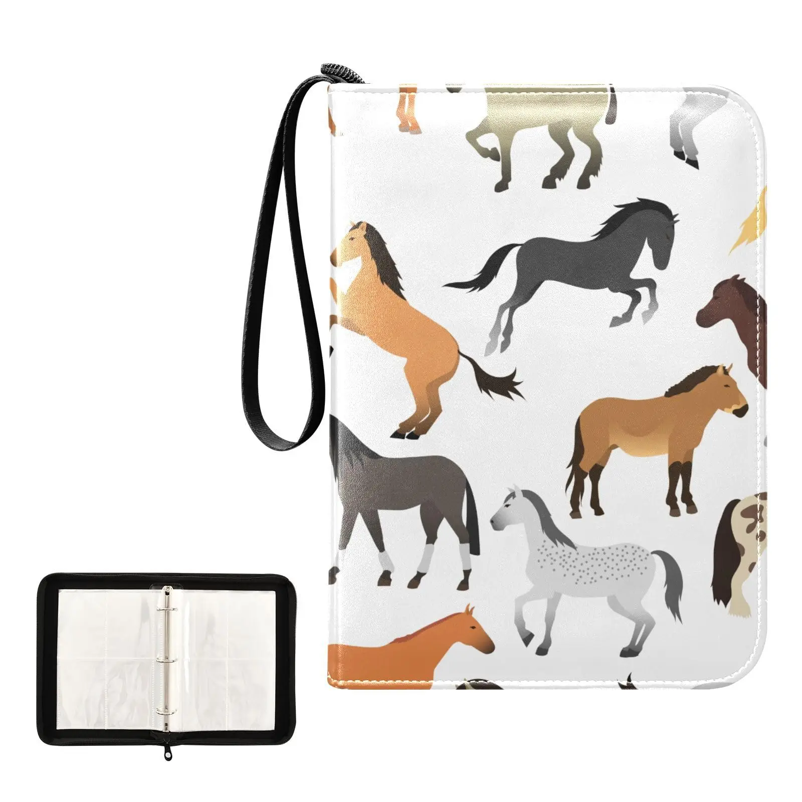 

Horses Trading Card Binder 4 Pocket Cards Binder, 400 Double Sided Pocket Album Sport Game Cards, Unique Card Collection Storage