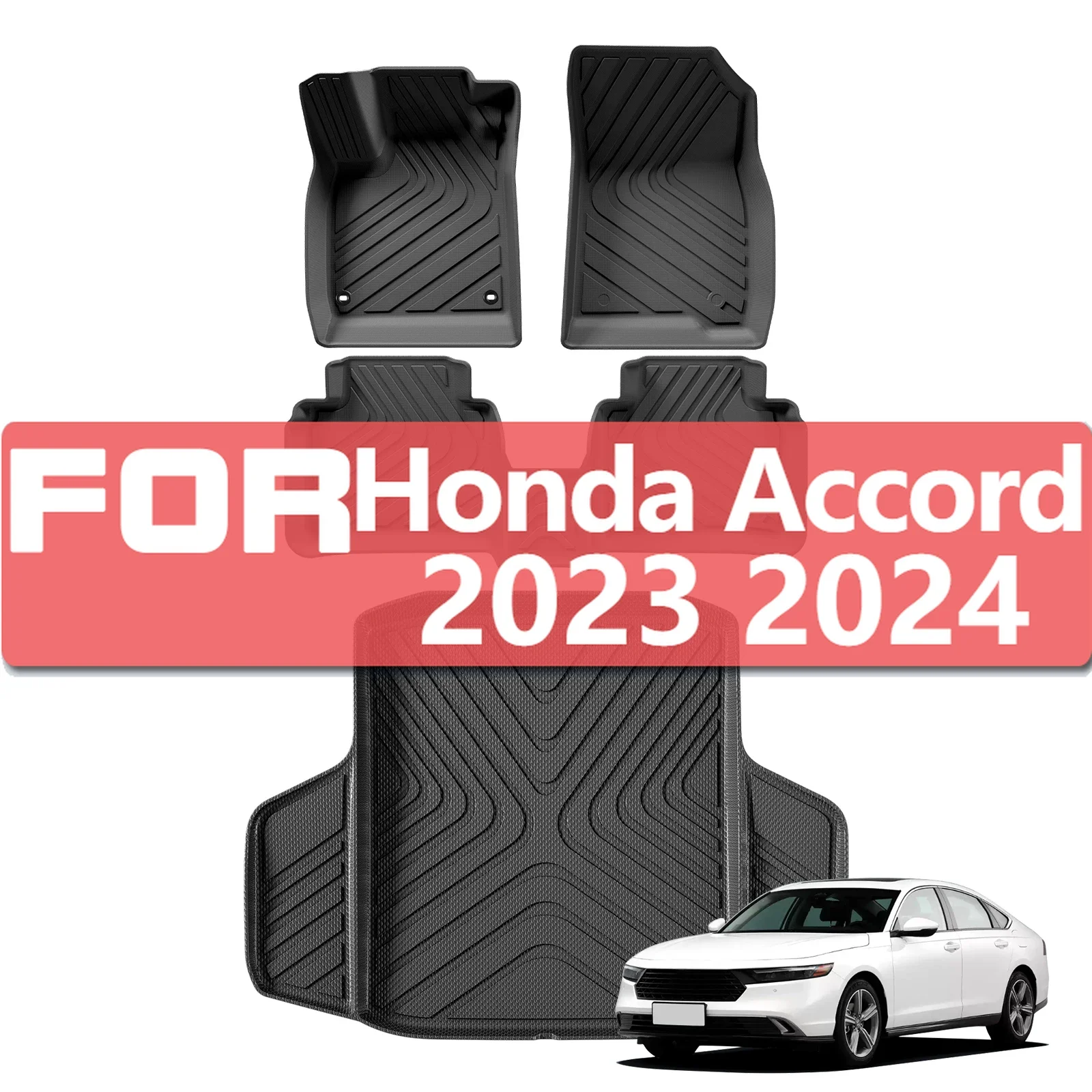 

For Honda Accord 2023 2024 TPE Car Floor Mats Trunk Pad All-Weather Auto Accessories (Left Hand Driver)