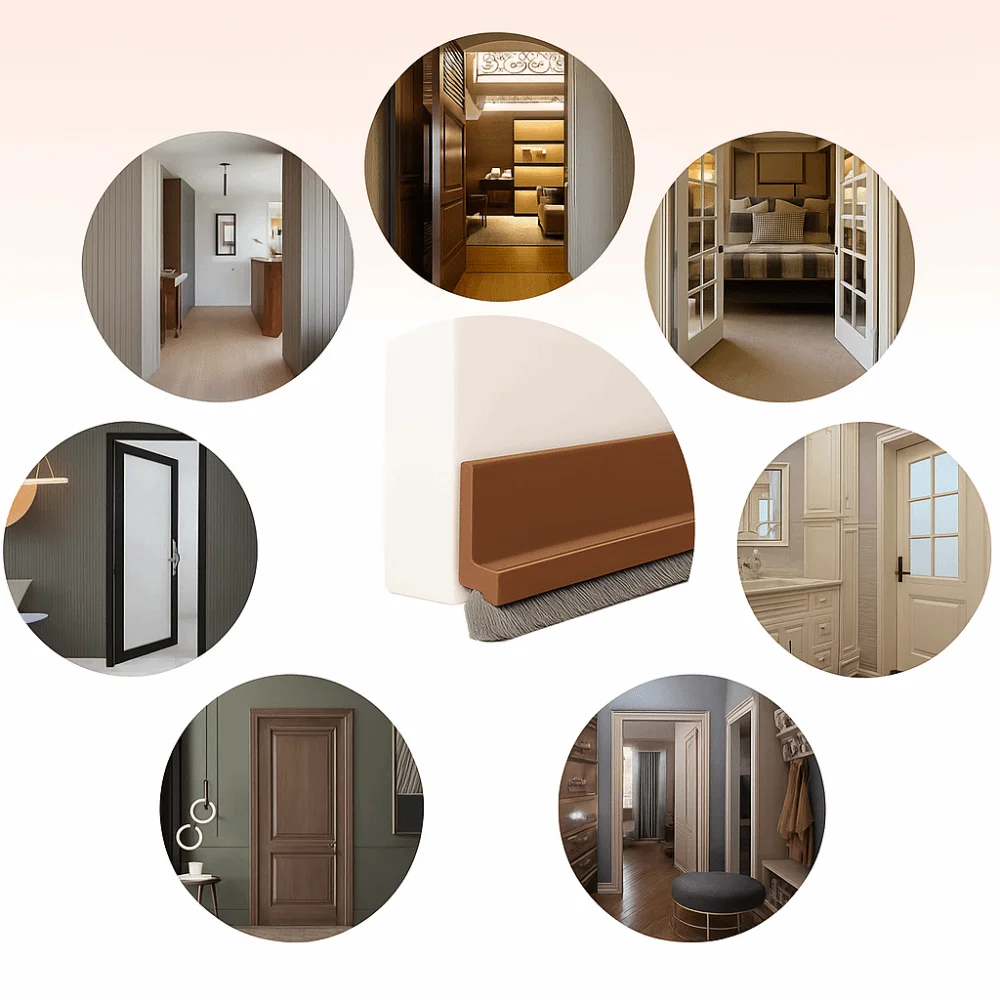 Professional PVC Door Draft Stopper 100cm Self Adhesive Brush Door Seal Insect Prevention Brush Design Door Sweep Living Room