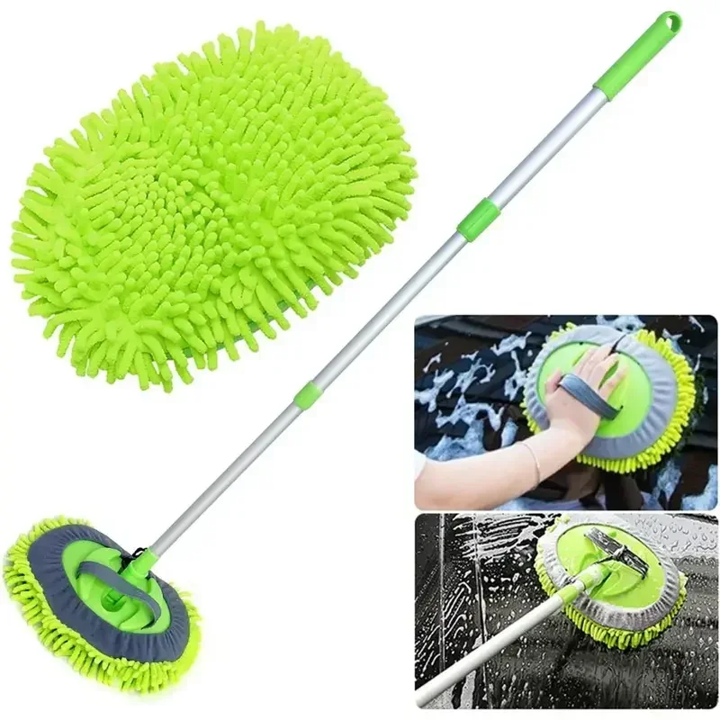 Cepillo de limpieza de coche telescópico mango largo detalles de cuidado de limpieza ajustable súper absorbente fregona de lavado de coches herramienta de lavado de ventanas