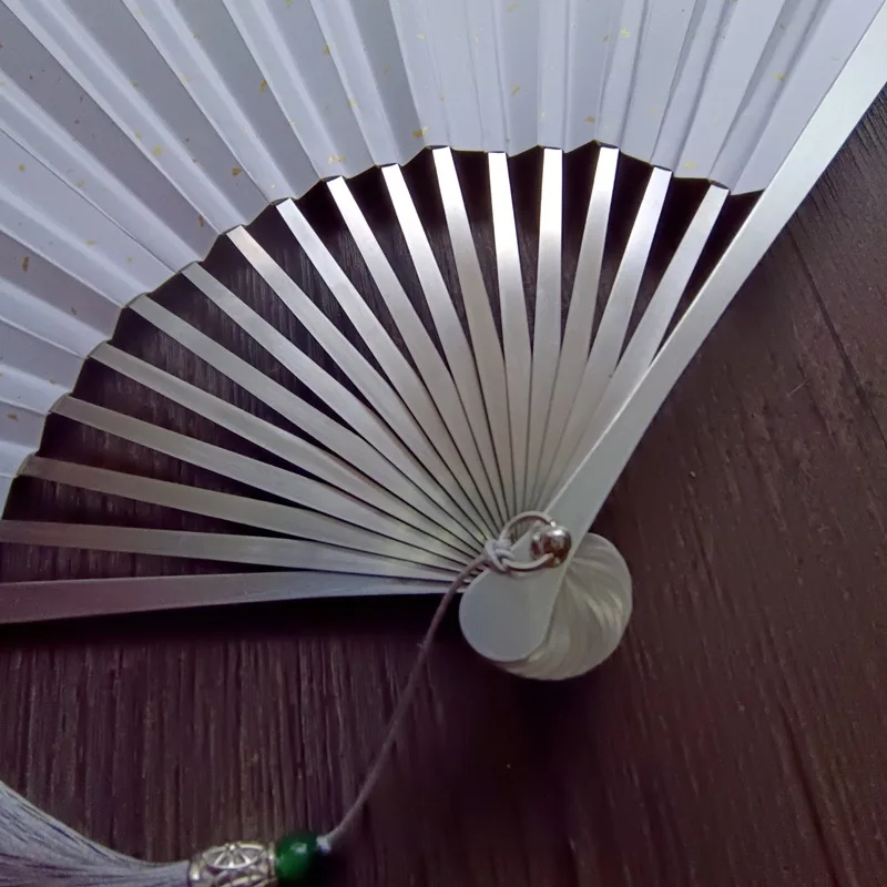 

Ancient Style Self-Defense Fan Kung Fu Folding Fan Stainless Steel Alloy Pure Metal Male Fan 9.5 Inch