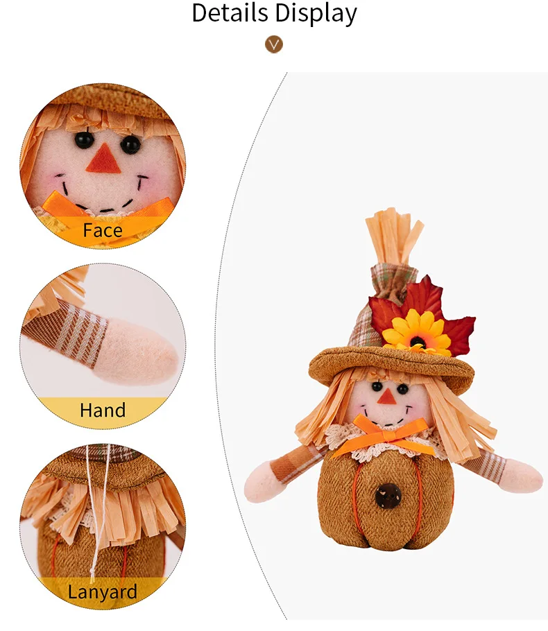 Stagione del raccolto foglie d\'acero girasole bambola nana ciondolo Mini bambola di zucca autunno ringraziamento decorazioni di Halloween per la casa