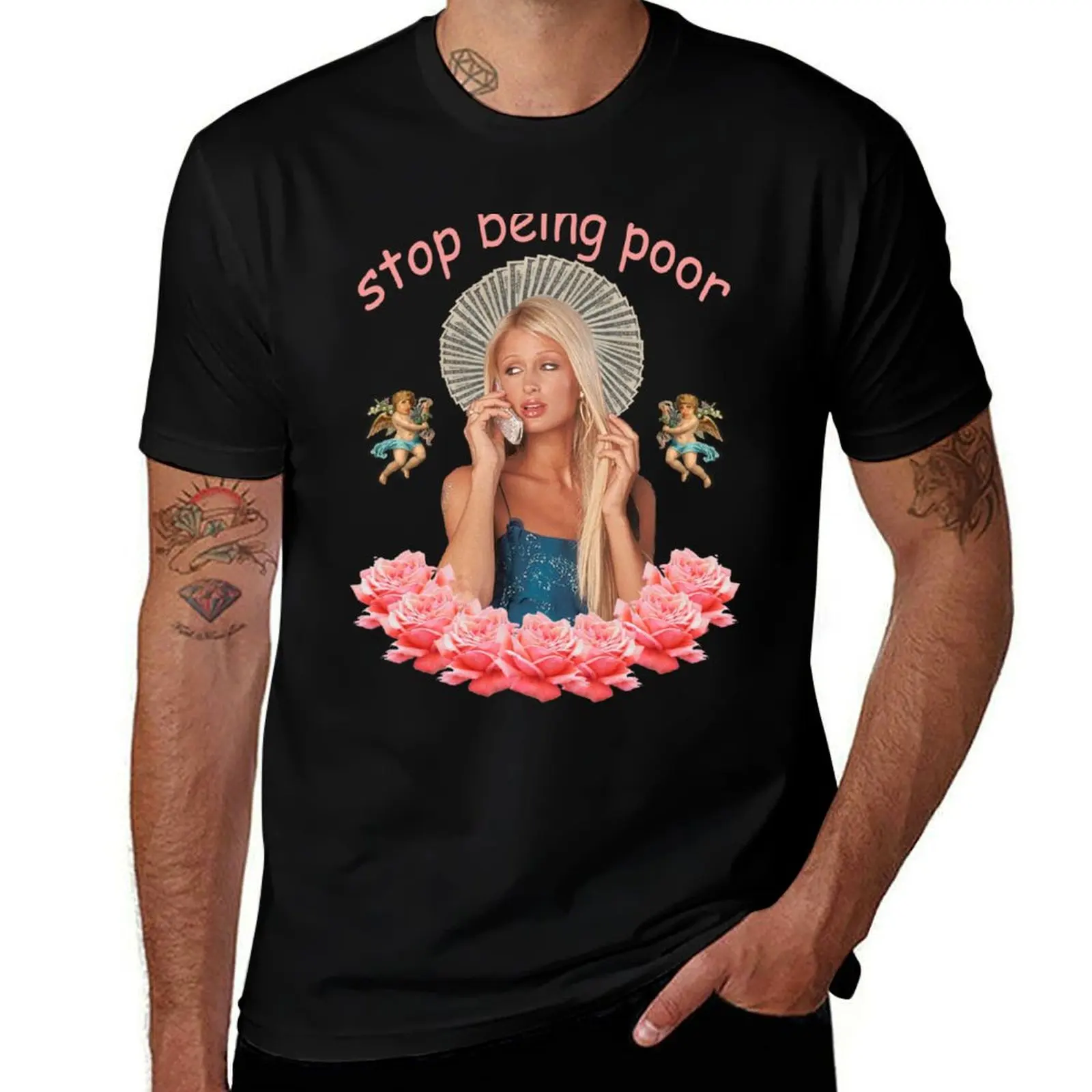 

Paris Hilton Stop Being Poor T-Shirt Casual Streetwear Short Sleeve Tee