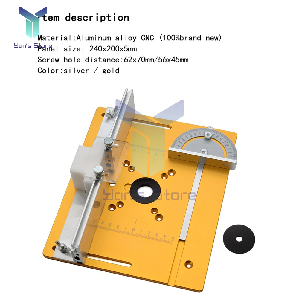 Router Table Insert Plate Woodworking Benches Table Aluminum Alloy CNC Saw Miter Gauge Guide Profile Fence Sliding Brackets