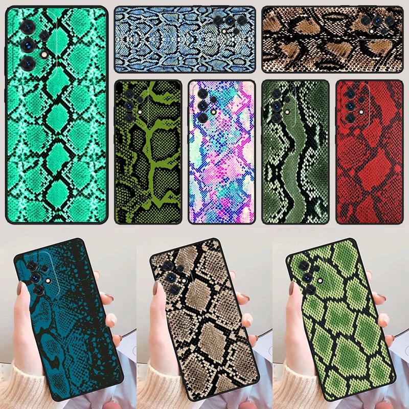 Snake Skin Print For Samsung Galaxy A52 A72 A73 A20e A21S A50 A70 A11 A12 A42 A31 A40 A51 A71 A32 A80 A91 Phone Case Cover