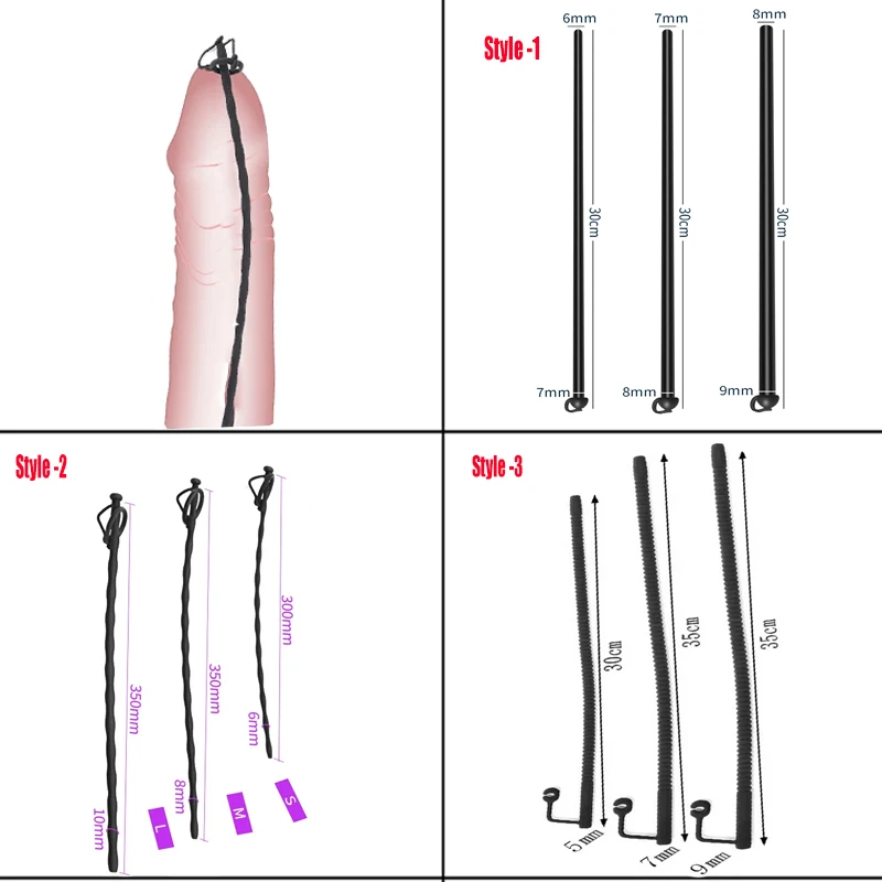 3 Style Silicone Hollow In Penis Urethral Plug Sounding Catheter Dilator Horse Eye Irritation Penis Stimulation Sex Toys For Men