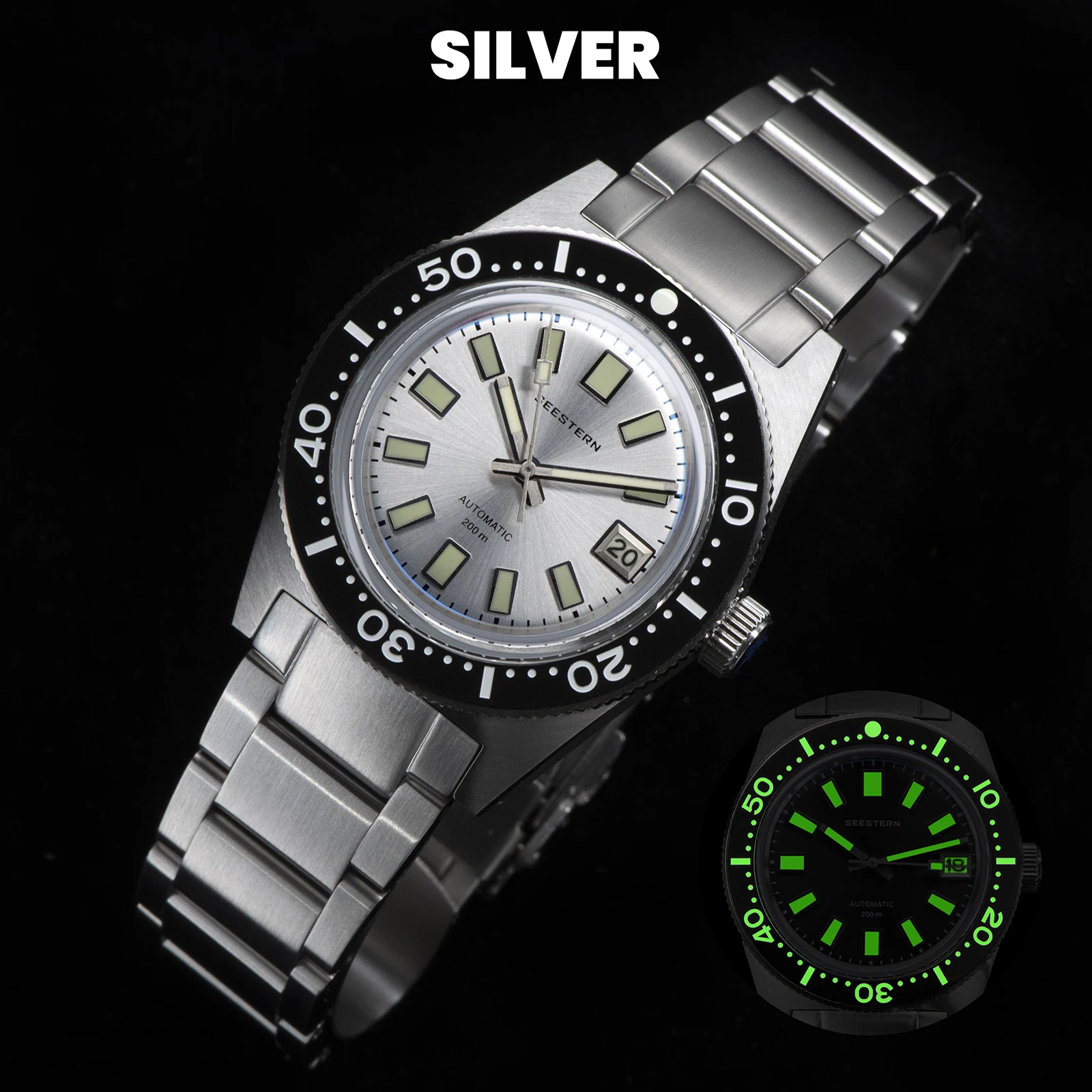 SEESTERN Tauchen Uhr 62MAS Automatische Mechanische Männer von Handgelenk Uhren Japan NH35 Bewegung Sapphire Glas Armband Leucht Lünette