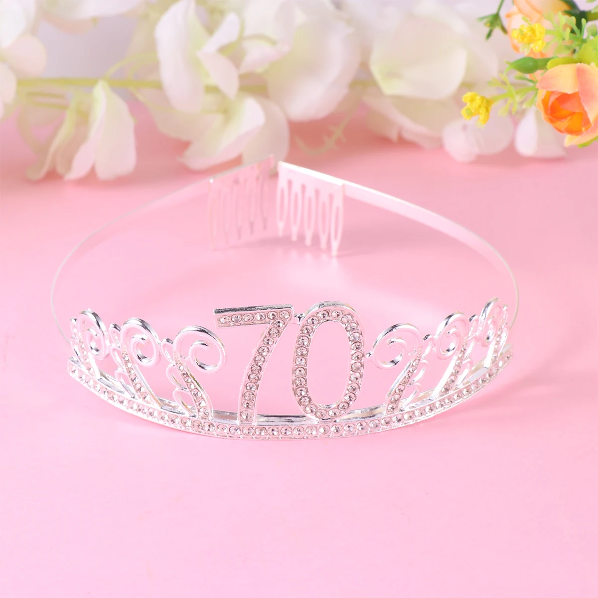 

70th Birthday Silver Birthday Supplies Crown Sash Premium Tiara Sash Material Photo Prop Etiquette