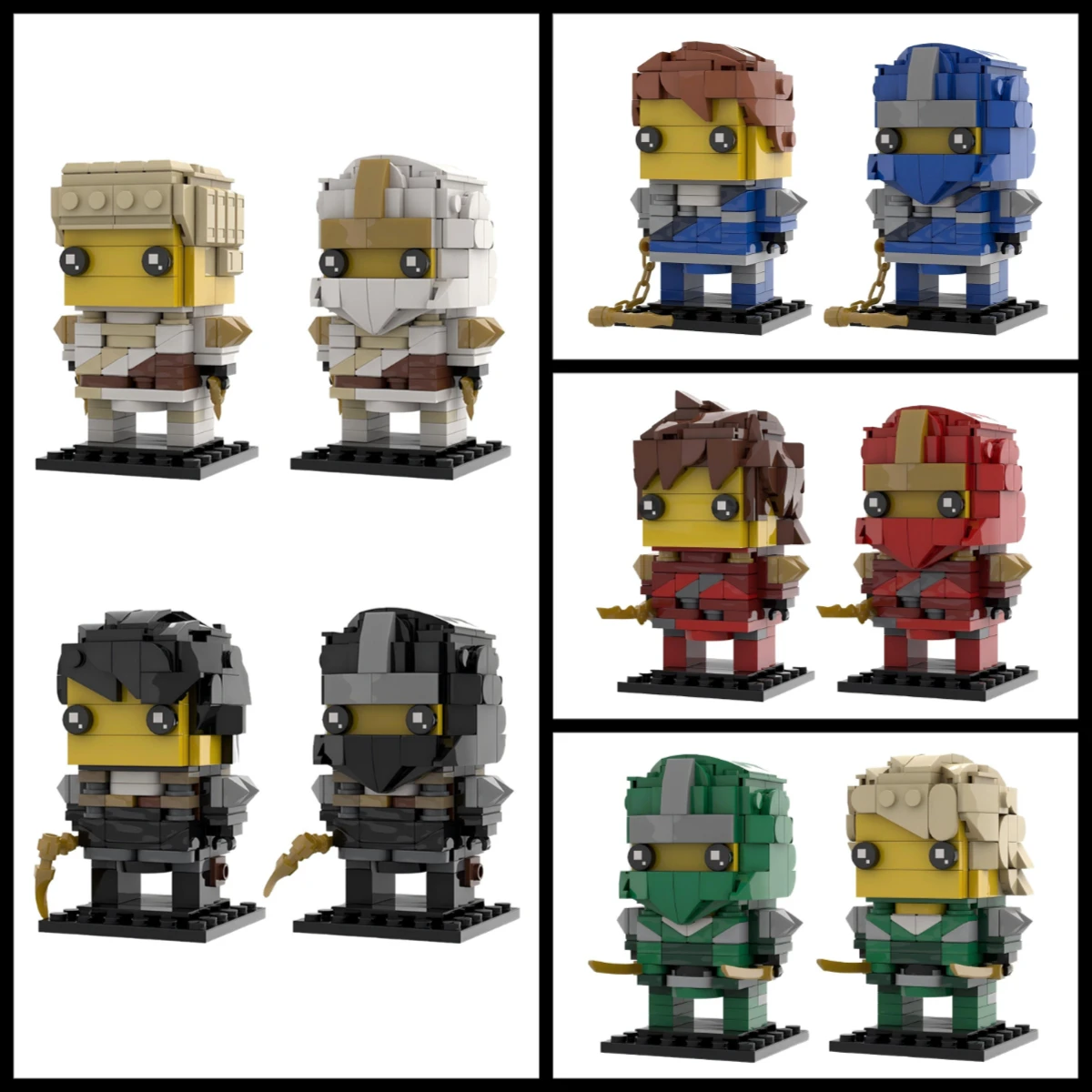 MOC أفكار الرسوم المتحركة فيلم عمل الشكل Bricksheadz Ninjaed كاي لويد كول اللبنات نموذج لتقوم بها بنفسك لعبة تجميع الأطفال هدية