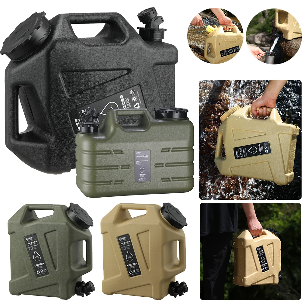 12L Camping Water Container Outdoor Water Bucket Large Capacity Portable Water Bag Detachable Faucet Picnic Drive Water Tank