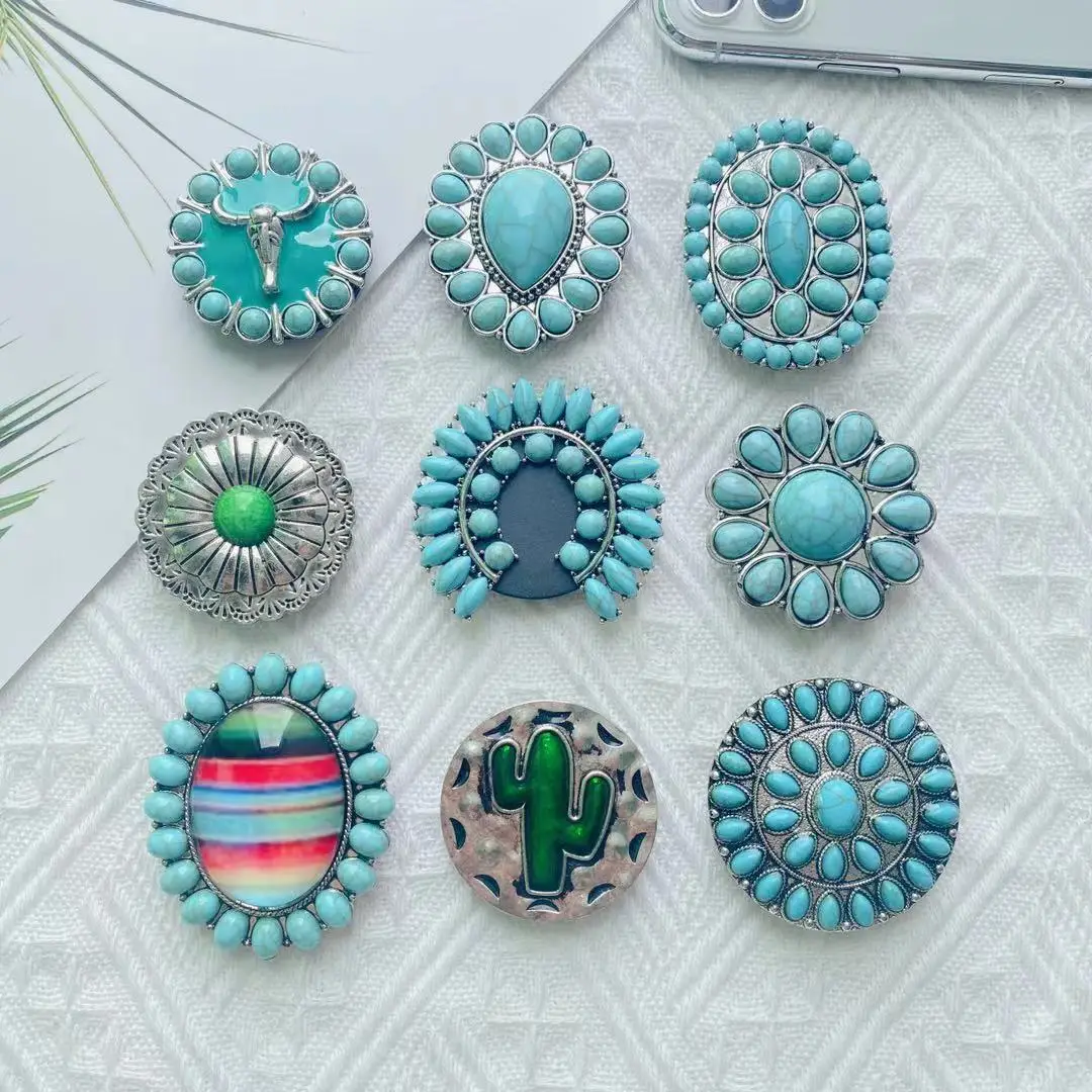 

Retro Style Stone Airbag Bracket Desktop Folding Bracket Telescopic Air Cushion Turquoise Phone Holder