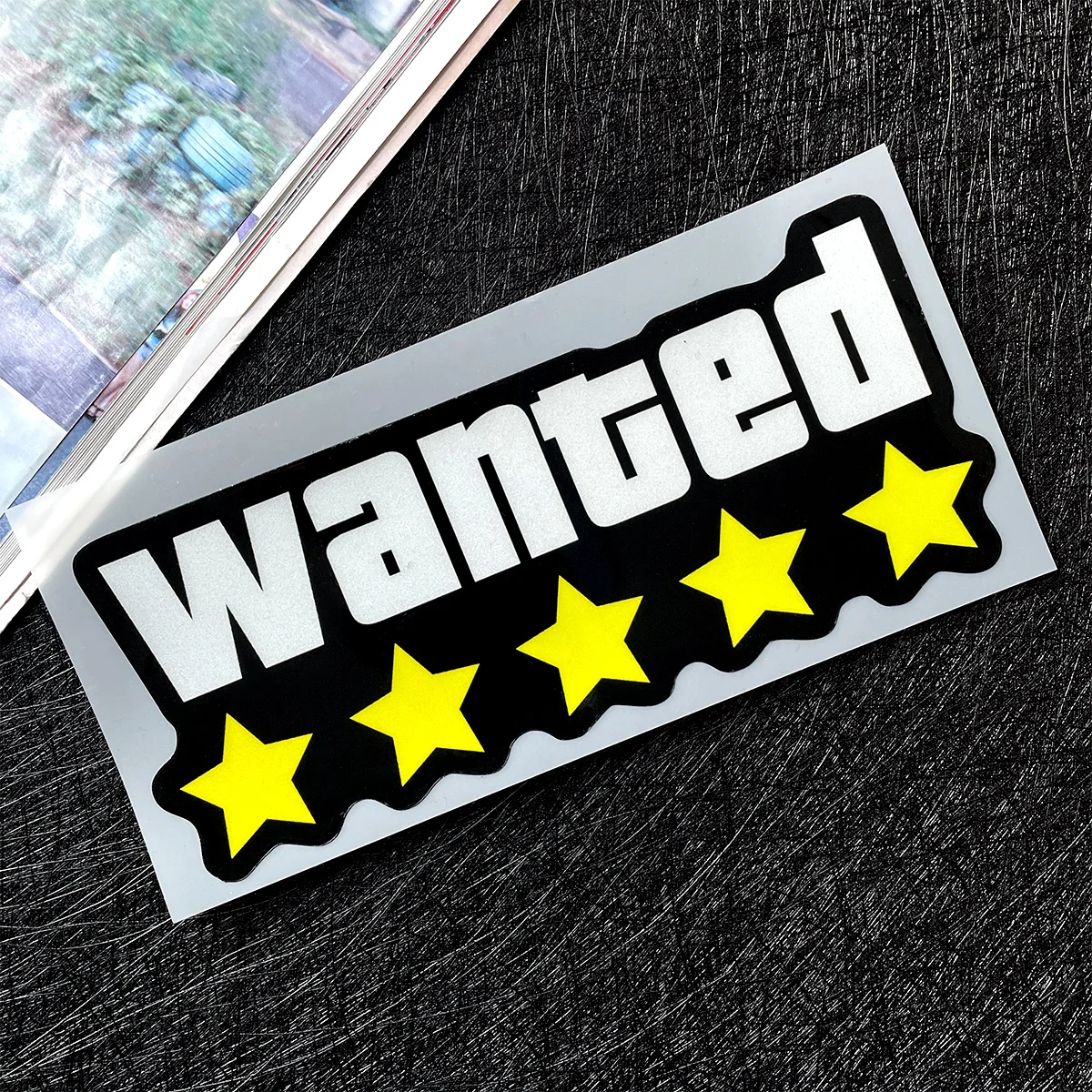 WANTED Motorrad-Aufkleber, wasserfester Vinyl-Aufkleber, anpassbar für Motorrad/Karosserie/Helm, Motorrad-Dekorationszubehör