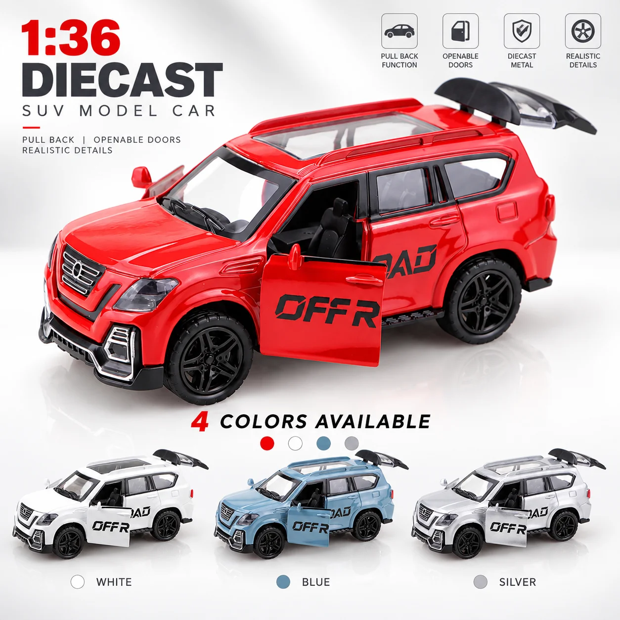 (Boxed) Wide-Body Sport Off-Road SUV Style Model, Powerful Recoil, Metal Casting, the Best Gift.