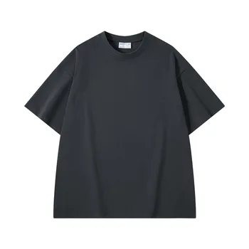 Sycpman 300grams 10.58oz Oversized Loose Heavy Weight Cotton Solid Color Drop Shoulder Short Sleeve T-shirt Men for Summer 5