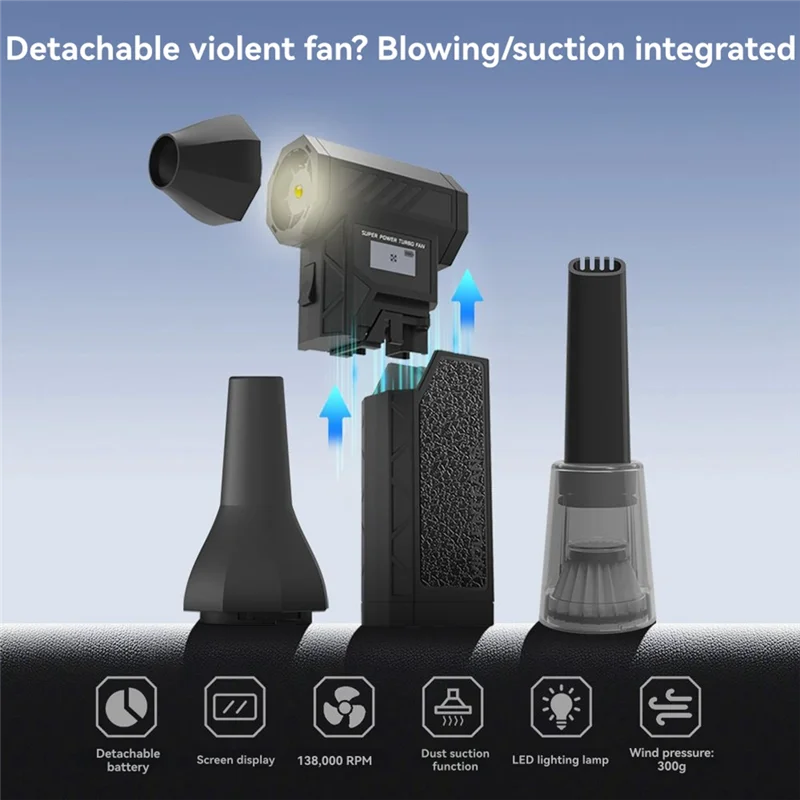 Wentylator A24P Violent Fan Mocny Wentylator Bezszczotkowy Turbo Jet 138000RPM z Wyświetlaczem LED i Podświetleniem Elektryczny Odkurzacz Powietrza do Domu i Na Zewnątrz