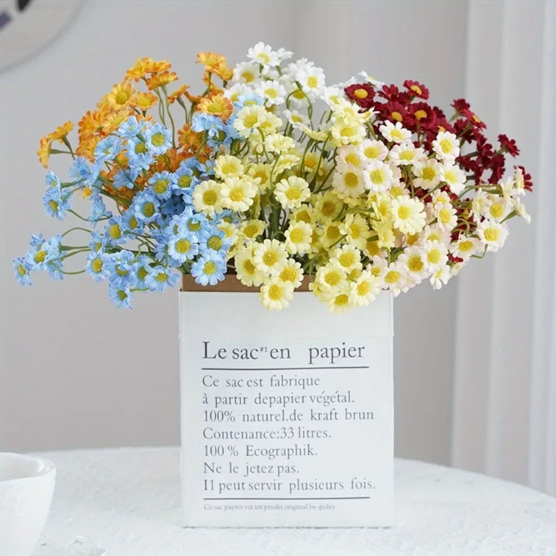 Flores artificiales de manzanilla, Margarita falsa de plástico, decoración DIY para fiesta de boda, hogar, jardín, accesorios para fotos, decoración de crisantemo colorido