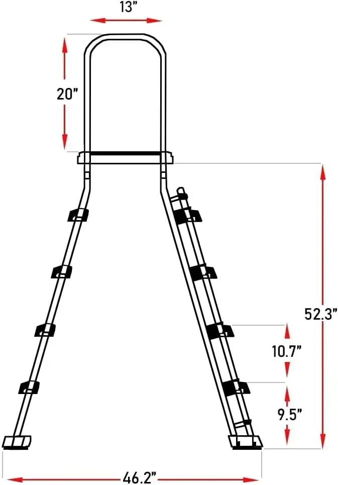 5-Step A-Frame Pool Ladder, White & Blue - Fits Above Ground Pools with 48