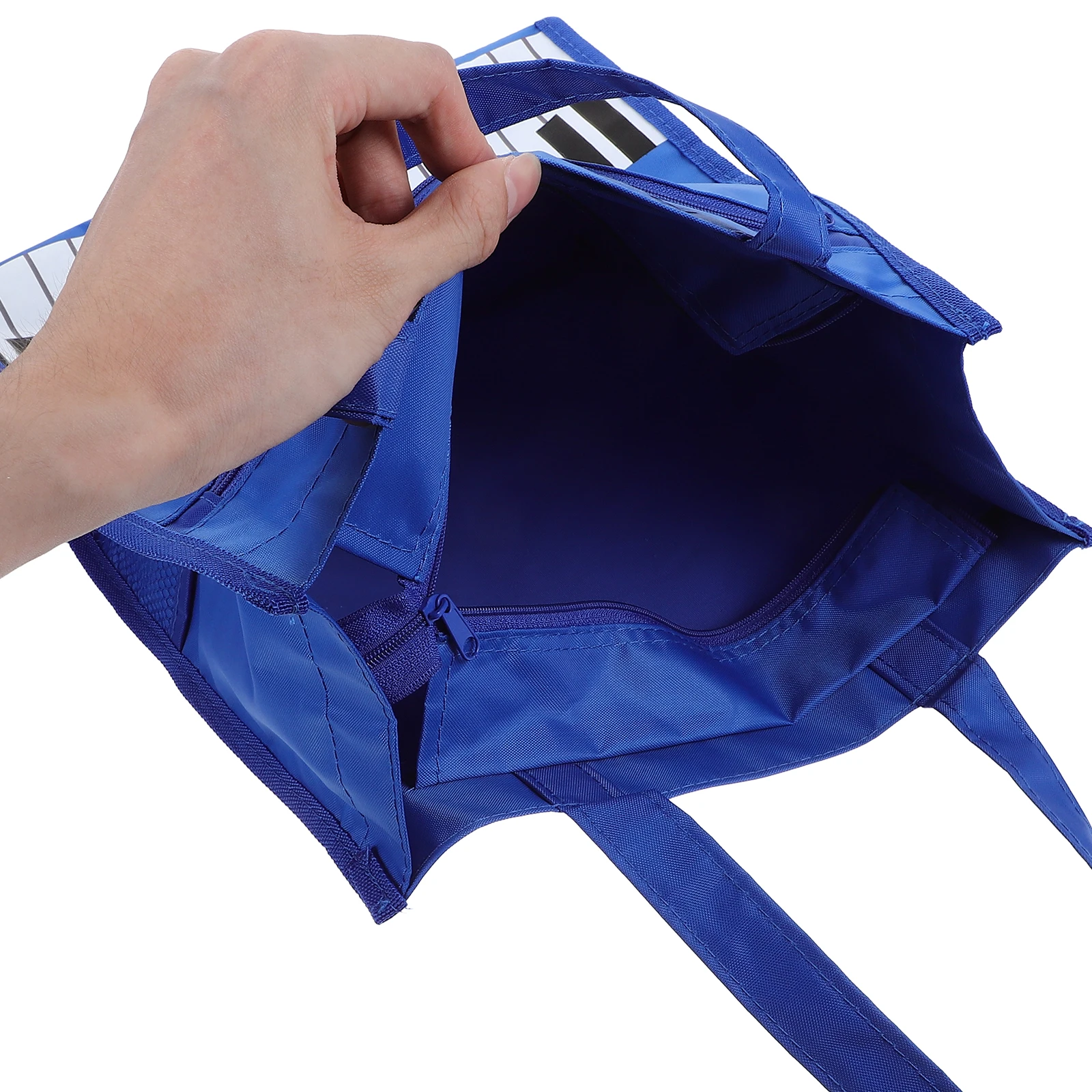 

Music Handbag Piano Canvas Notes Tote Bag Blue Large Capacity Double Layer Portable Storage Bags For Women Girls Music Books