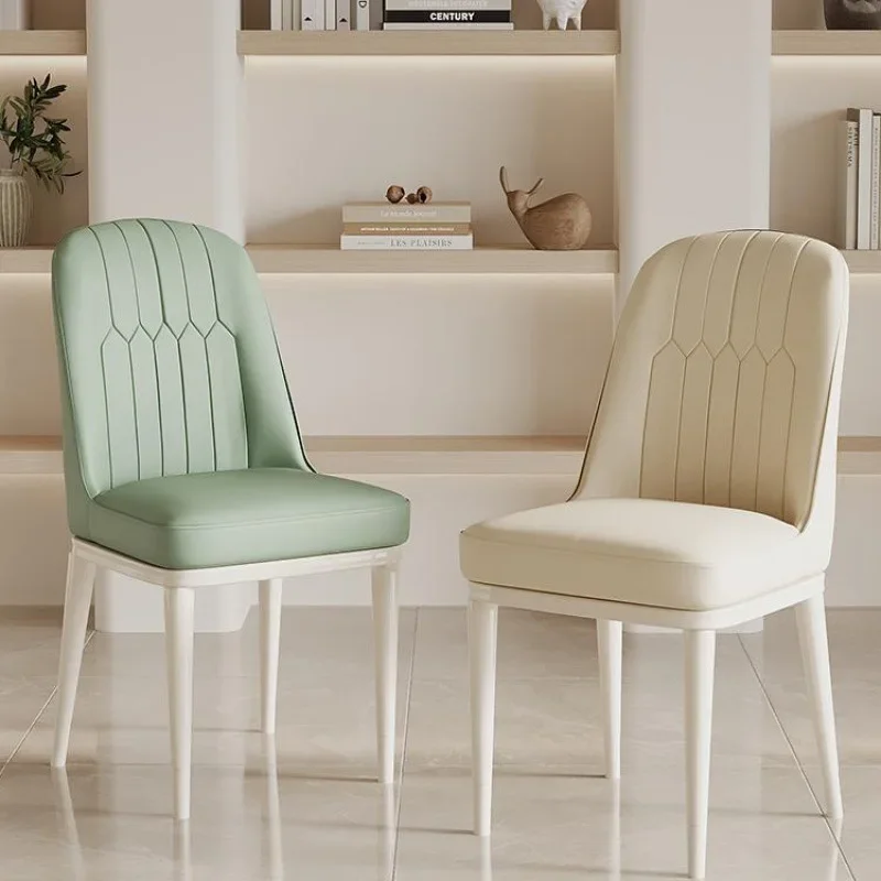 Modern Upholstered Padded Creamy Dining Chair Soft High Back Minimalist Kitchen Dining Cafe Hotel Stool Home House Furniture image 3