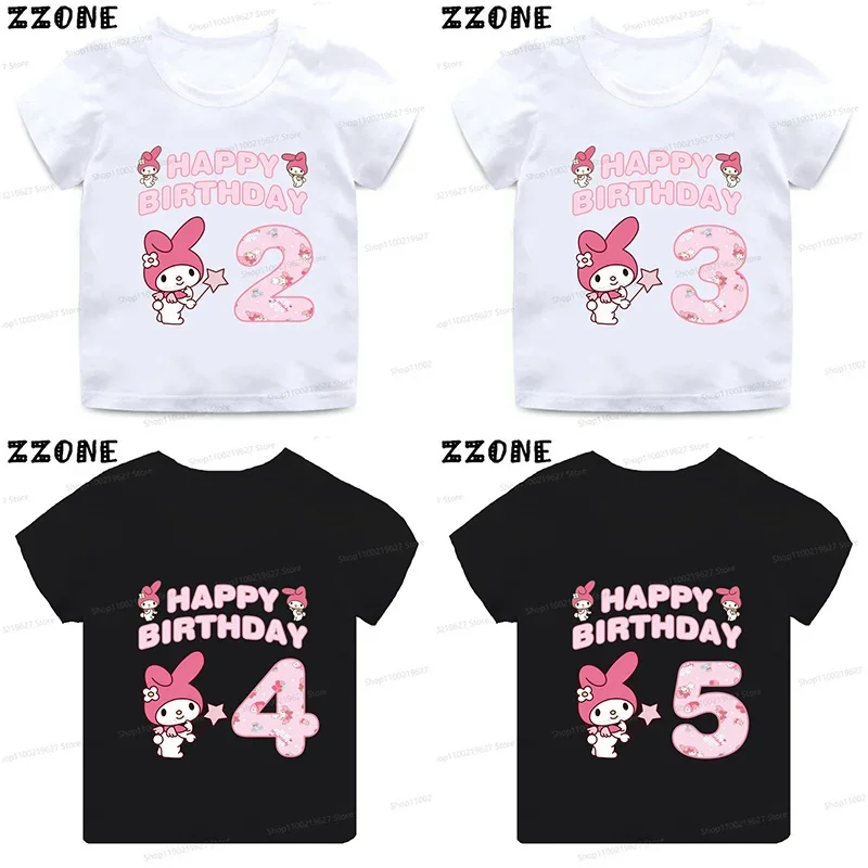 

Sanrio My Melody Number Print Kawaii Girls Clothes 1 2 3 4 5 6 7 8 9 Years Birthday Cute Kids T shirt Baby Boys Children T-Shirt