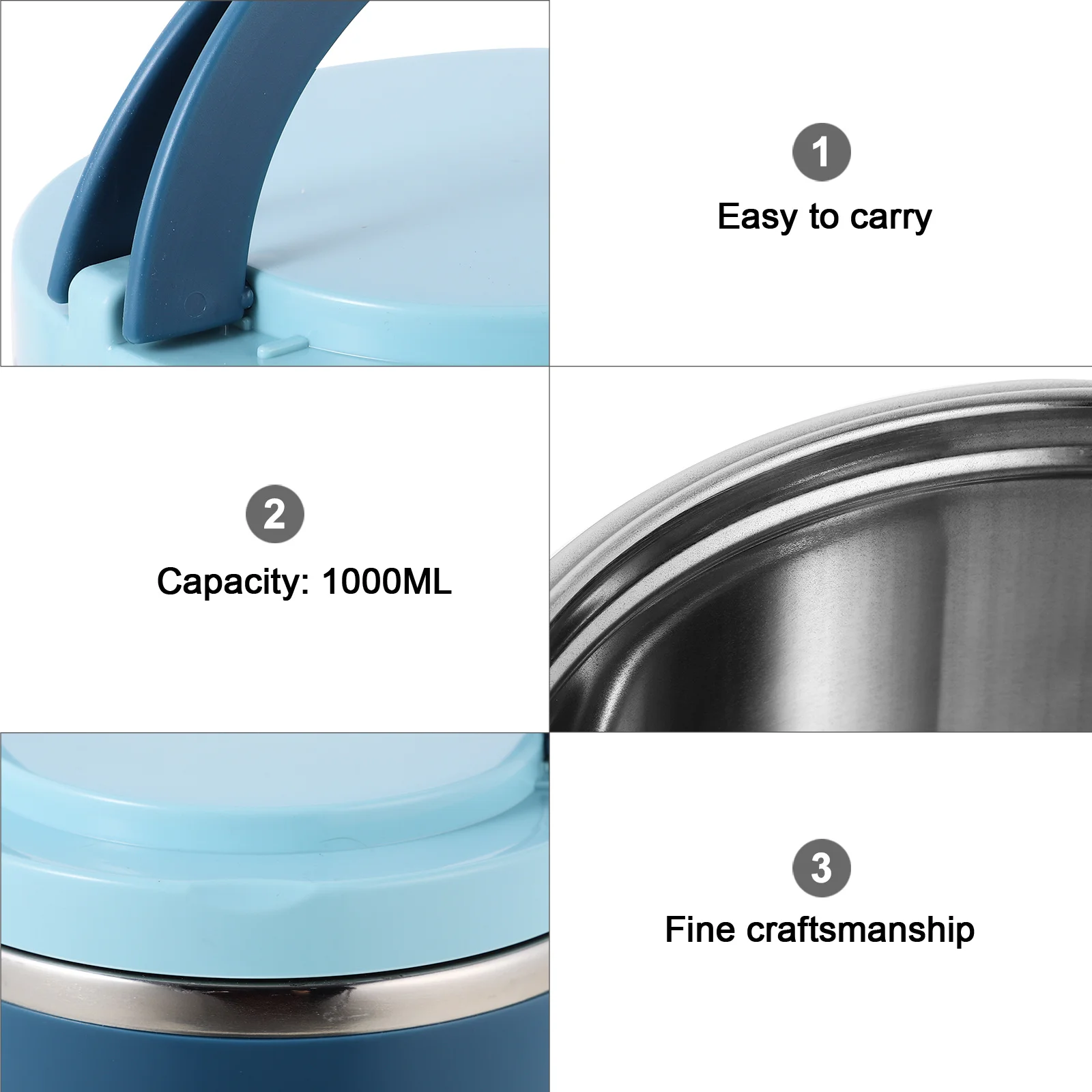 

Breakfast Cup Soup Cup Portable Oatmeal Container Anti-Slip Handle Sealed Thermal Food Carrier For Office Lunch Insulated